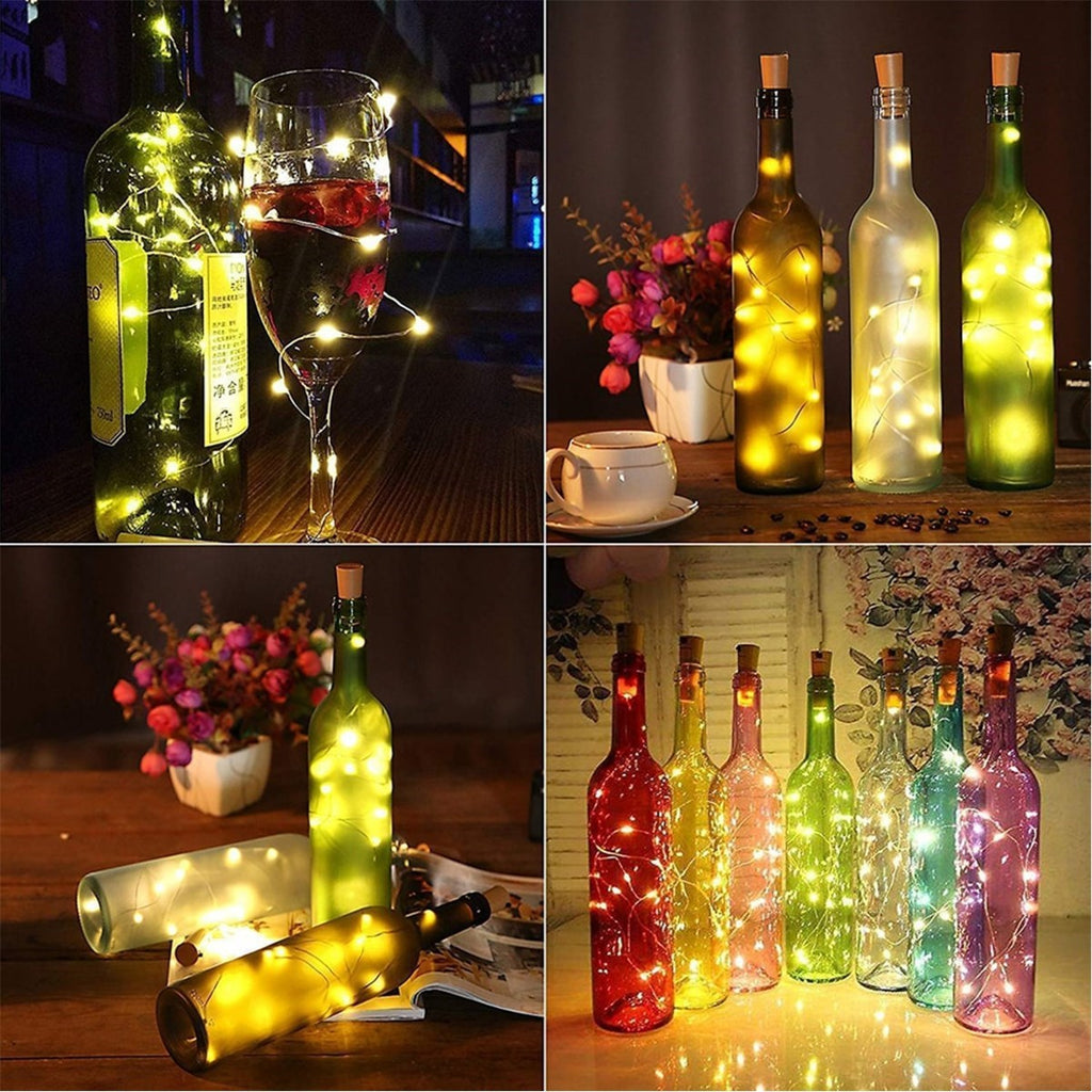 Şişe Mantar Tıpa Şeklinde Dekorasyon 2 Metre İnce Tel Pilli Peri Led