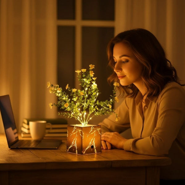 Siyah Saksılı LED Yapay Çiçek — görsel 2