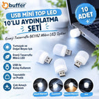 USB Mini Top LED 10’lu Aydınlatma Beyaz Işıklı Gece Lambası, Enerji Tasarruflu Mikro LED Işıklar