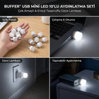 USB Mini Top LED 10’lu Aydınlatma Beyaz Işıklı Gece Lambası, Enerji Tasarruflu Mikro LED Işıklar