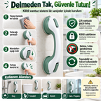 Vantuzlu banyo tutacağı delmesiz kurulum ve kilitli vantuz sistemi