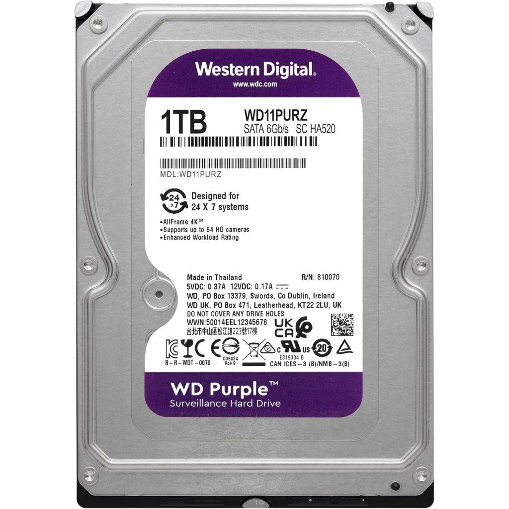 WD PURPLE 3,5" 1TB 64MB 5400RPM WD11PURZ