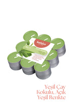 Yeşil Çay Kokulu, Açık Yeşil Renkli 4 Saat Yanma Süreli Tea light Mum (18'li Paket) - Herseyben.de