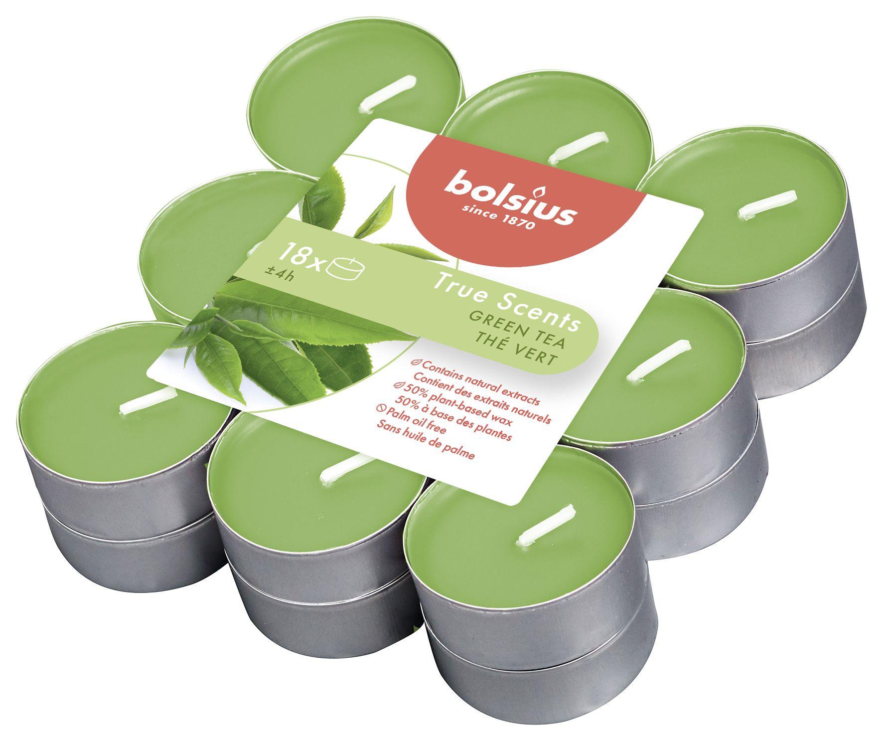 Yeşil Çay Kokulu, Açık Yeşil Renkli 4 Saat Yanma Süreli Tea light Mum (18'li Paket) - Herseyben.de