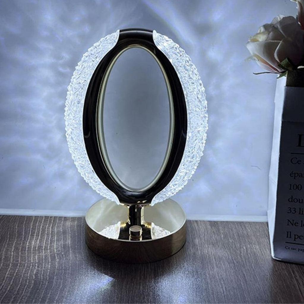 Yuvarlak Model USB Şarjlı Dokunmatik 3Farklı Işık Modlu Masa Üstü Kristal Akrilik Lamba Led