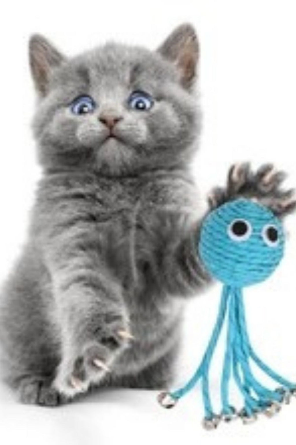 Zilli Peluş Yumuşacık Renkli Hasır Mavi Ahtapot Kedi Oyuncağı